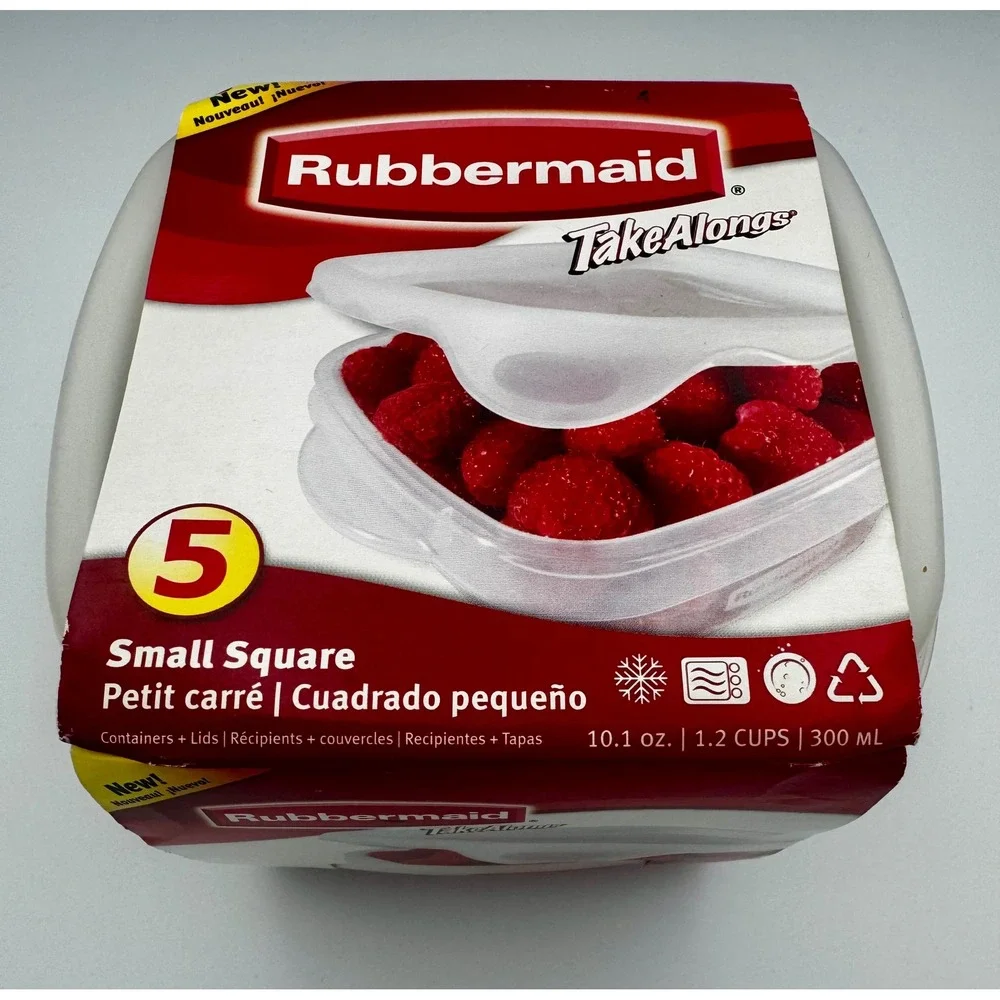 VTG 2006 Rubbermaid TakeAlongs 5-Pack Small Square Containers NEW Discontinued